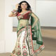 Green and White Net Georgette Lehenga Saree with Blouse