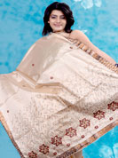 Take a look on the changing fashion of the season. This saree have beautiful thread work in floral pattern. Border make unique to others and enhanced your personality. This saree is made with cotton fabric. Matching blouse is available. Slight Color variations are possible due to differing screen and photograph resolutions. 