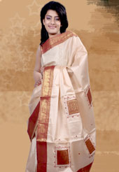 The popularity of this dress comes from the fact that it showcases the beauty modesty as well as exquisitely. This saree have beautiful thread work in floral pattern. Border make unique to others and enhanced your personality. This saree is made with cotton fabric. Matching blouse is available. Slight Color variations are possible due to differing screen and photograph resolutions.
