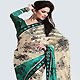 Cream and Aqua Green Faux Georgette Saree with Blouse