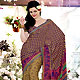Purple and Golden Yellow Faux Crepe Saree with Blouse