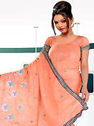 You can be sure that ethnic fashions selections of clothing are taken from the latest trend in today’s fashion. This purple saree have beautiful embroidery work which is embellished with resham work in form of floral motifs. Beautiful embroidery patch work border on saree make attractive to impress all. This beautiful drape is crafted with georgette fabric. Matching blouse is available. This saree is also available in red, green, pink, peach, aqua, orange, voilet colors. Slight Color variations are possible due to differing screen and photograph resolutions.