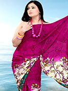 Envelope yourself in classic look with this charming saree. This saree is nicely designed with floral print work in fabulous style. This beautiful saree is used for festival and casual porpose which gives you a singular and dissimilar look. This saree is made with faux georgette fabric. Matching blouse is available with this saree. Slight Color variations are possible due to differing screen and photograph resolutions.