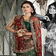 Maroon and Green Net Lehenga Style Saree with Blouse