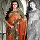 Shaded Rust Shimmer Faux Georgette Saree with Blouse