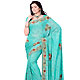 Aqua Blue Shimmer Georgette Saree with Blouse