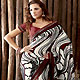 Off White and Brown Crepe Saree with Blouse