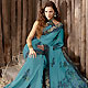 Blue Crepe Saree with Blouse