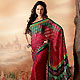 Maroon and Green Faux Georgette Saree with Blouse