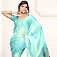 Aqua Blue and Grey Faux Georgette Saree with Blouse