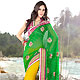 Green and Yellow Faux Georgette Saree with Blouse