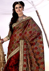 Take the fashion industry by storm in this beautiful embroidered saree. This maroon pure super net saree is nicely designed with embroidered and patch work is done with self weaving and zari work. Saree gives you a singular and dissimilar look. Matching blouse is available. Slight color variations are possible due to differing screen and photograph resolution.