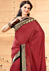 Let your personality articulate for you with this amazing embroidered saree. This maroon banarasi silk saree have beautiful embroidery patch work which is embellished with zari work. Fabulous designed embroidery gives you an ethnic look and increasing your beauty. Matching blouse is available. Slight Color variations are possible due to differing screen and photograph resolutions.