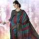 Dark Grey, Blue and Red Art Silk Saree with Blouse