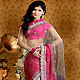Fawn and Pink Net Saree with Blouse