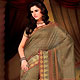 Olive Green and Fawn Art Silk Saree with Blouse