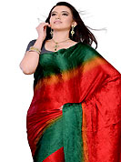 The fascinating beautiful subtly garment with lovely patterns. This dark red and dark green satin silk saree gives you a modern and different look in fabulous style. Matching blouse is available. Slight Color variations are possible due to differing screen and photograph resolutions.