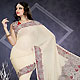 Cream Faux Georgette Saree with Blouse
