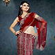 Maroon and Cream Net and Georgette Lehenga Style Saree with Blouse 
