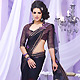 Deep Navy Blue and Maroon Net Saree with Blouse