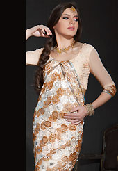 Welcome to the new era of Indian fashion wear. This peach georgette saree is nicely designed with embroidered patch work is done with resham, zari and sequins work. Saree gives you a singular and dissimilar look. Matching blouse is available. Slight color variations are possible due to differing screen and photograph resolution.