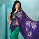 Violet and Green Faux Georgette Saree with Blouse
