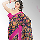 Navy Blue and Pink Faux Georgette Saree with Blouse