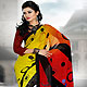 Light Olive Green, Red and Black Faux Georgette Saree with Blouse