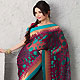 Burgundy and Turquoise Brasso Faux Georgette Saree with Blouse