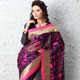 Navy Blue and Pink Brasso Faux Georgette Saree with Blouse