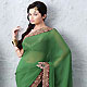 Green Faux Chiffon Saree with Blouse