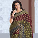 Maroon, Olive Green and Grey Faux Georgette Saree with Blouse