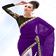 Violet and Off White Crush Art Silk and Net Saree with Blouse
