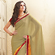 Olive Green and Yellow Faux Georgette Saree with Blouse