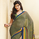 Olive Green, Yellow and Blue Faux Georgette Saree with Blouse