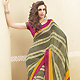 Dark Olive Green and Cream Faux Georgette Saree with Blouse