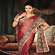Brown and Red Tissue Brocade Saree with Blouse