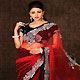 Red and Black Net and Velvet Saree with Blouse