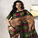 Light Brown, Green and Black Art Silk Saree with Blouse