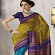 Light Olive Green, Blue and Violet Art Silk Saree with Blouse