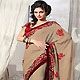 Light Brown Faux Chiffon Saree with Blouse