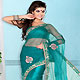 Teal Green Net Saree with Blouse