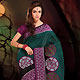Teal Green, Black and Purple Art Silk Saree with Blouse