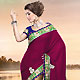 Burgundy and Dark Fawn Crepe and Shimmer Saree with Blouse