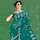 Teal Green Faux Chiffon Saree with Blouse