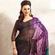 Deep Brown, Purple and Blue Faux Georgette Saree with Blouse