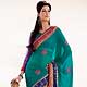 Teal Green Faux Chiffon Saree with Blouse