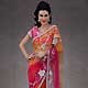 Orange and Shaded Dark Pink Net Saree with Blouse
