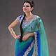 Shaded Sea Green and Blue Net Saree with Blouse