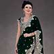 Dark Green Velvet and Net Saree with Blouse